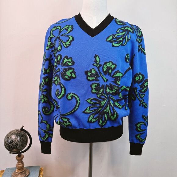 NWT DSquared2 Mens Pullover Sweater Floral Hawaiian Colorful V Neck XS - Picture 1 of 14